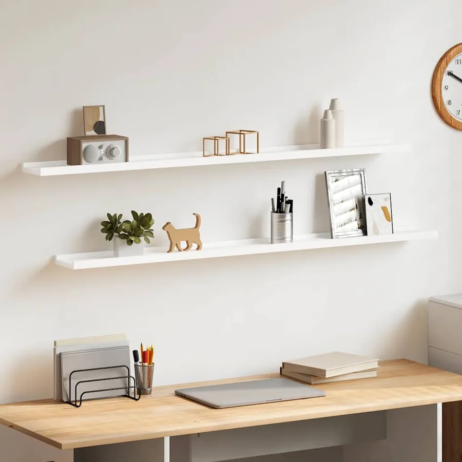 Étagères murales 2 pcs Blanc 115x9x3 cm