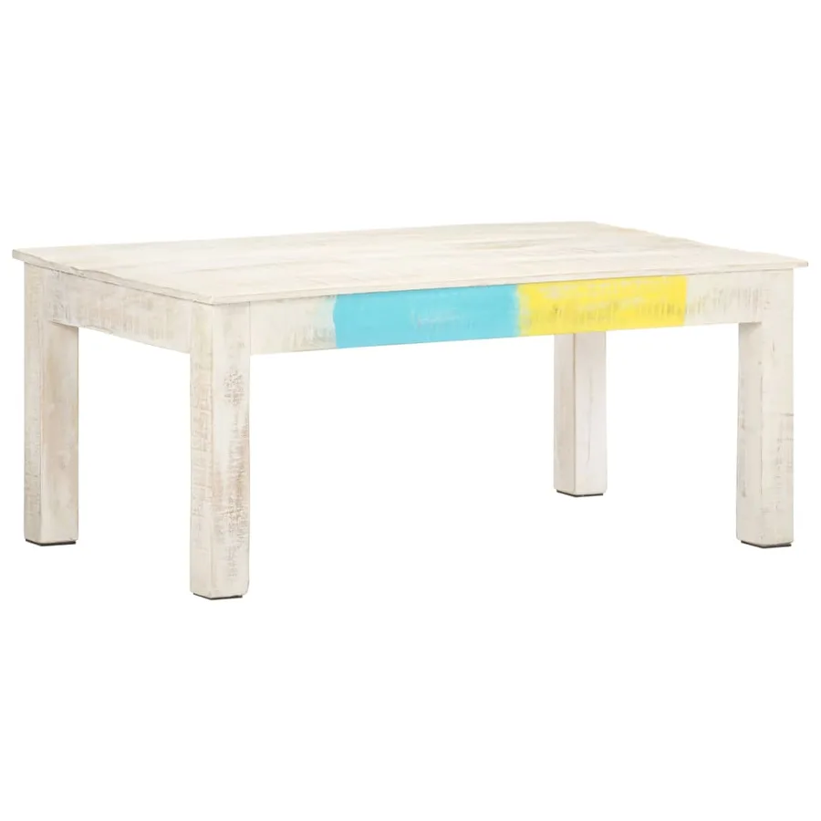 Table basse Blanc 110x60x45 cm Bois de manguier massif - 7