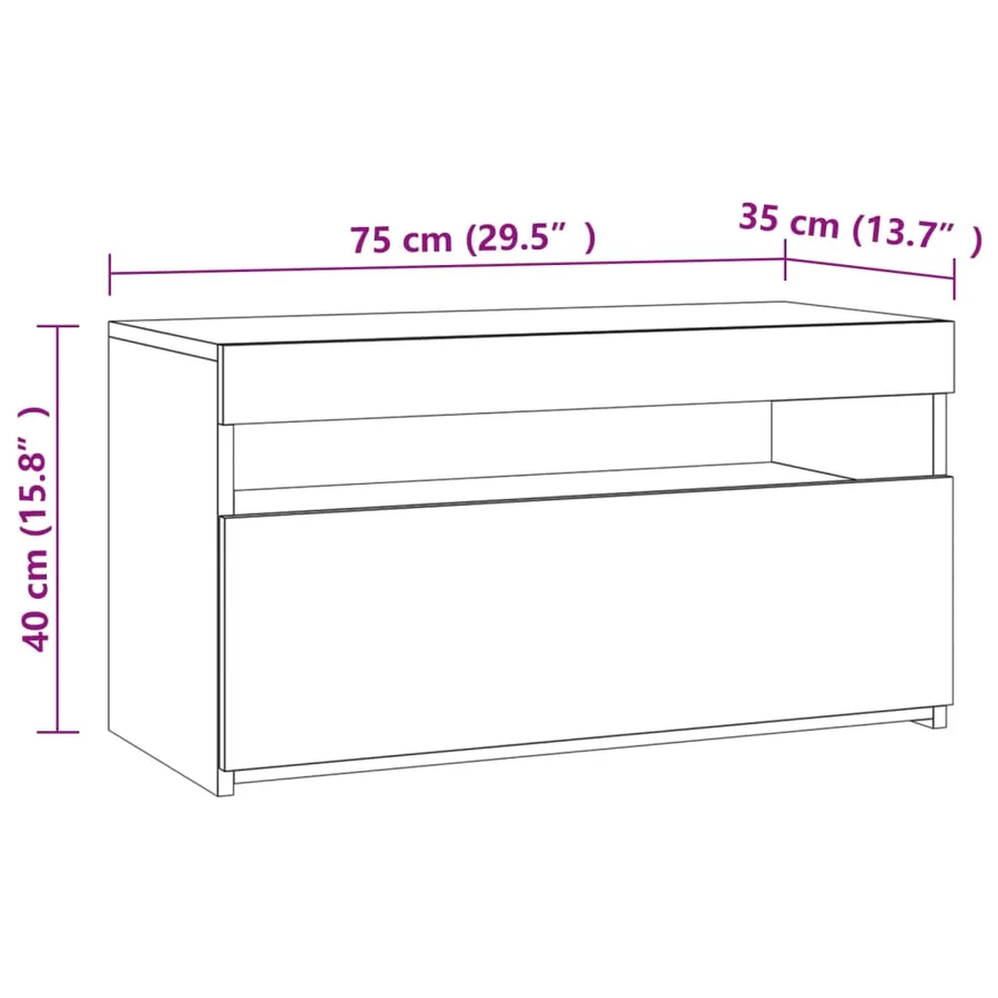 Meuble TV avec lumières LED Chêne marron 75x35x40 cm - 16