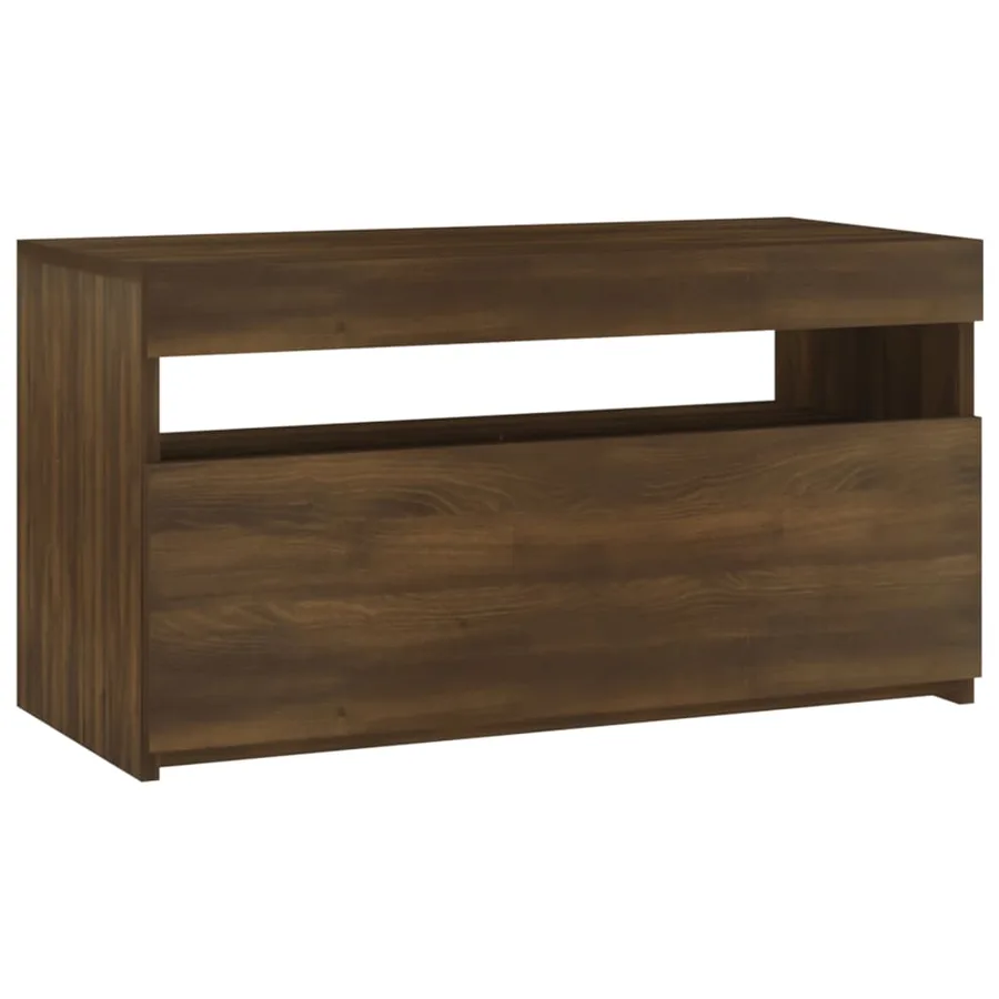 Meuble TV avec lumières LED Chêne marron 75x35x40 cm - 2