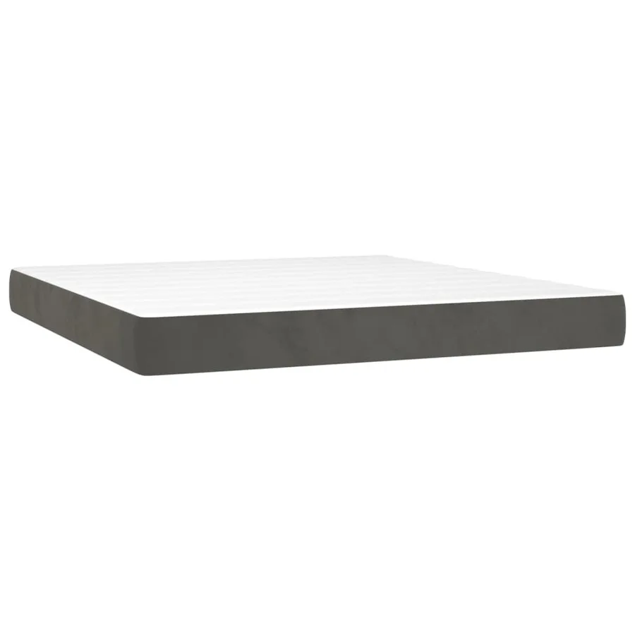 Sommier à lattes de lit et matelas Gris foncé 180x200cm Velours - 6