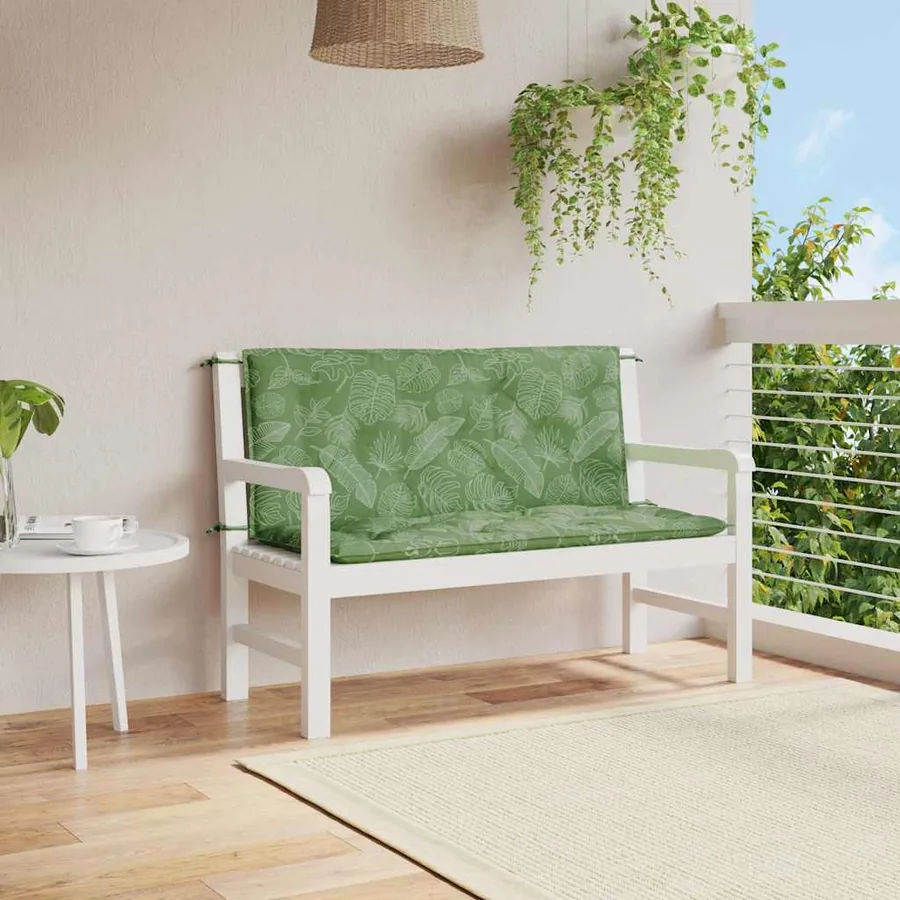 Coussins de banc de jardin lot de 2 motif de feuilles tissu