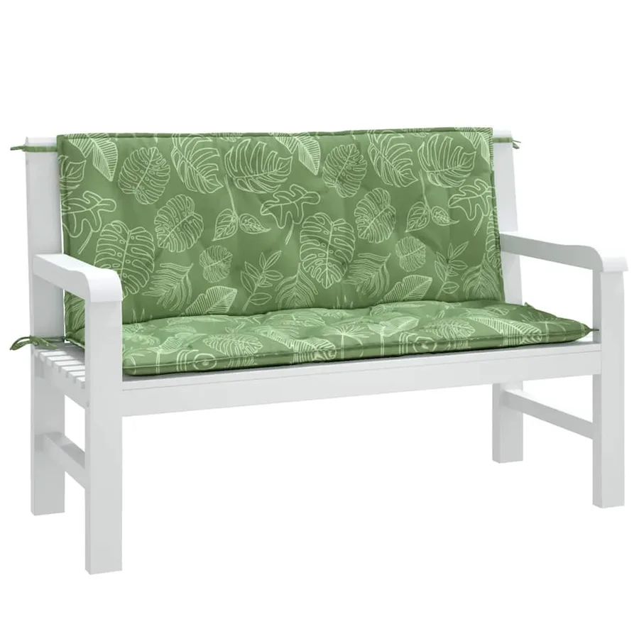 Coussins de banc de jardin lot de 2 motif de feuilles tissu - 4