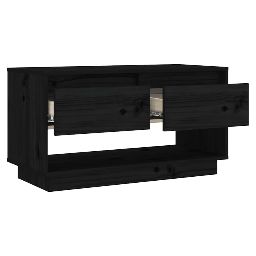 Meuble TV Noir 74x34x40 cm Bois de pin massif - 4
