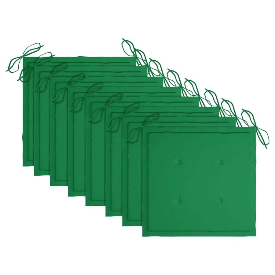 Chaises de jardin avec coussins vert lot de 8 Bois teck massif - 6
