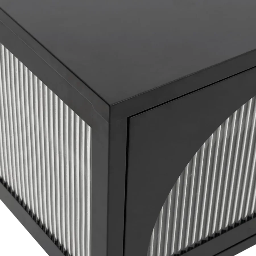 Meuble TV noir 105x35x50 cm verre et acier - 8