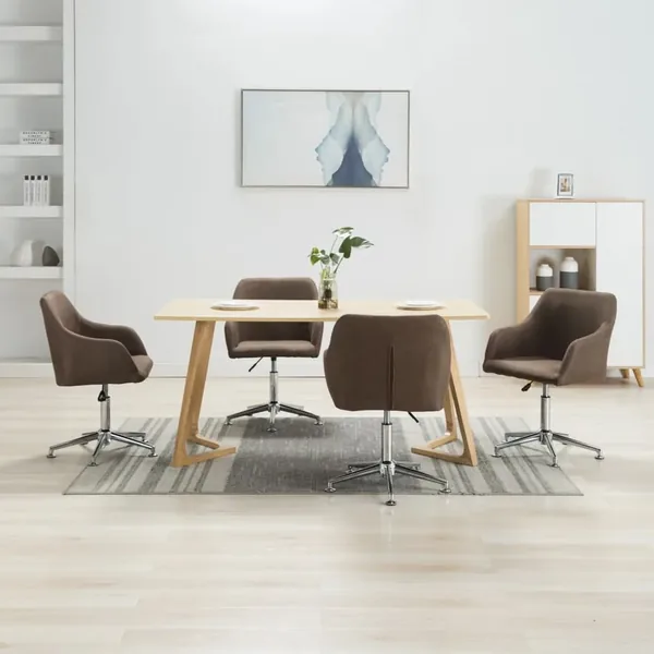 Chaises pivotantes à manger lot de 4 marron tissu