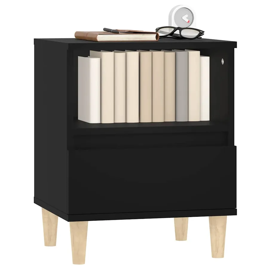 Table de chevet Noir 40x35x50 cm - 4