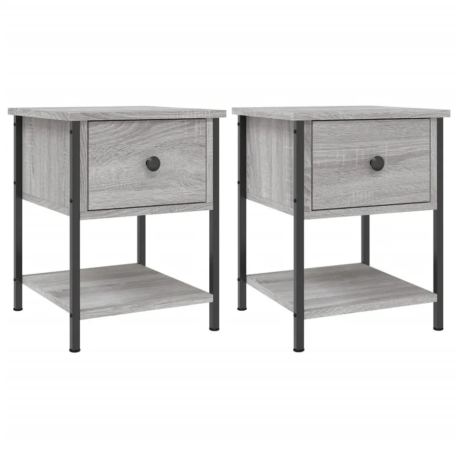 Tables de chevet 2 pcs sonoma gris 34x35,5x45cm bois ingénierie - 2