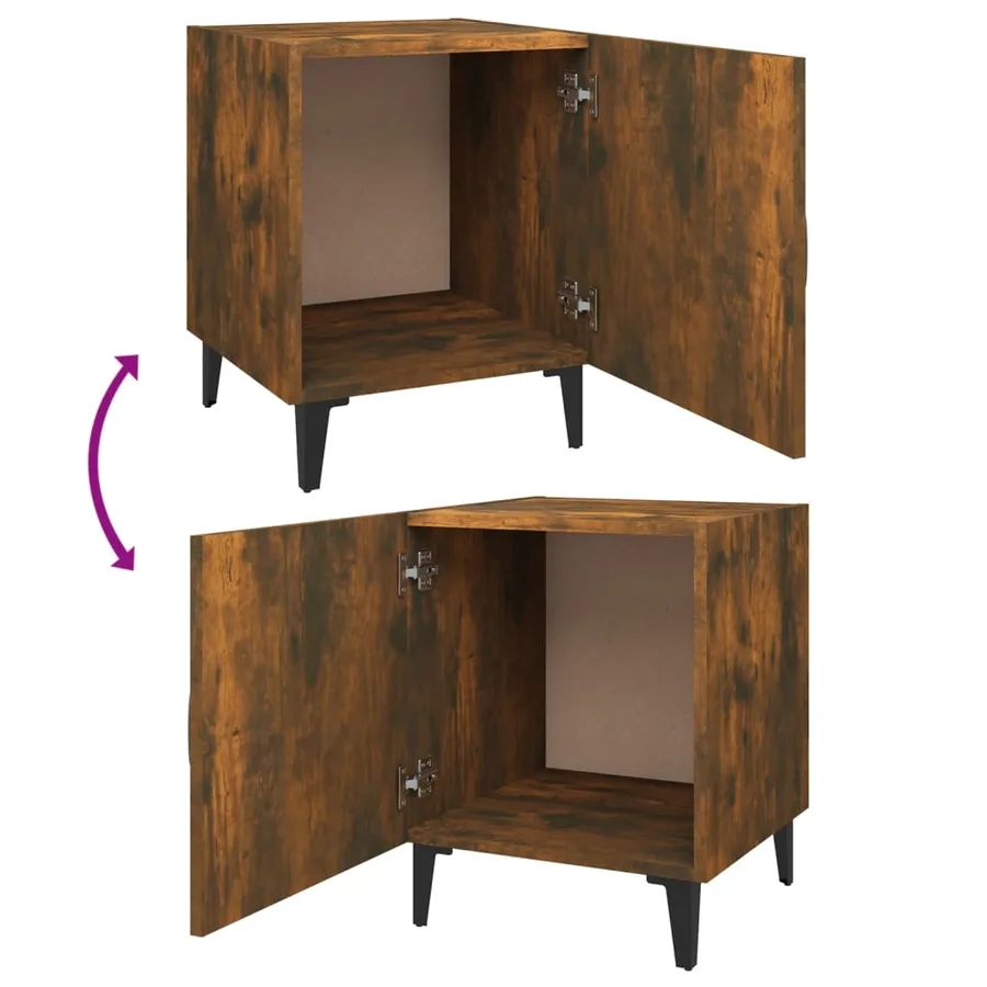 Tables de chevet 2 pcs Chêne fumé Bois d'ingénierie - 7
