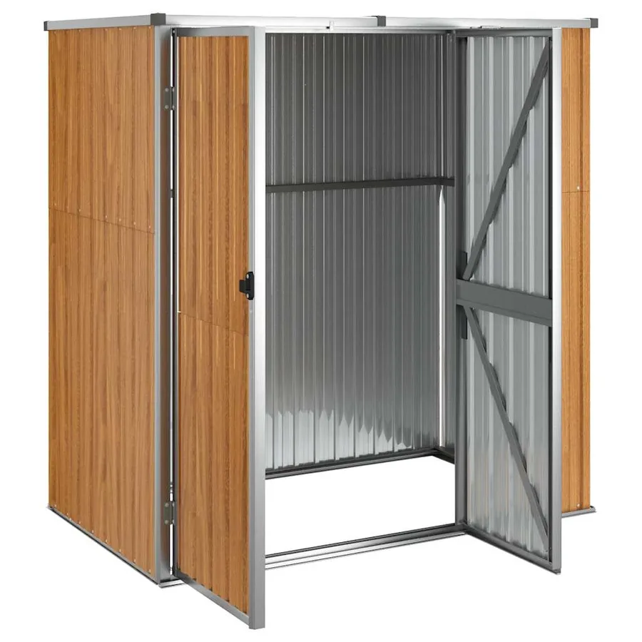 Abri à outils de jardin marron 161x89x161 cm acier galvanisé - 4