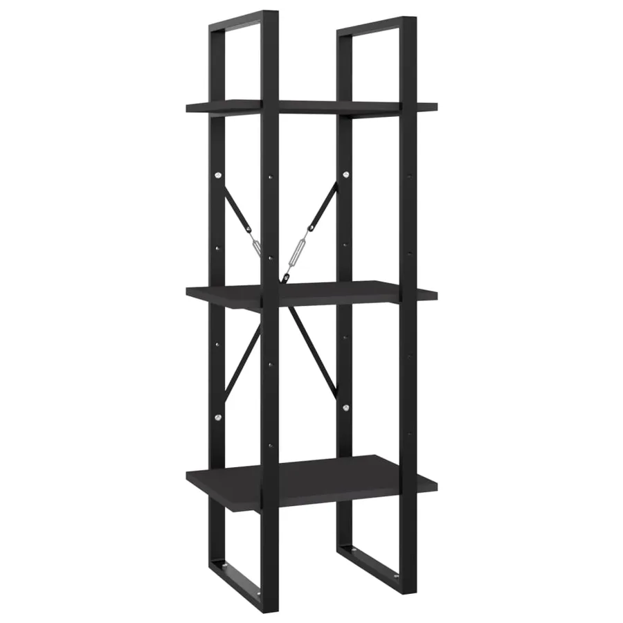 Bibliothèque à 3 niveaux gris 40x30x105 cm bois d'ingénierie - 2