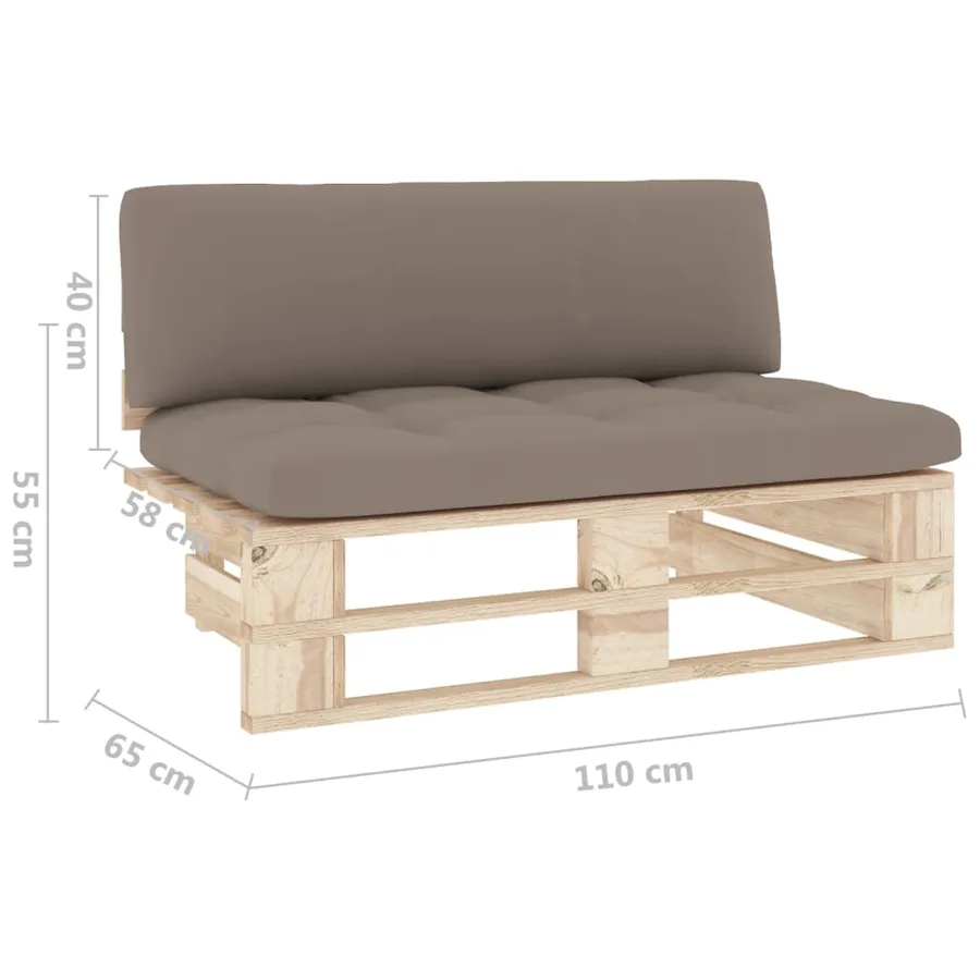 Canapé central palette de jardin bois de pin imprégné - 6