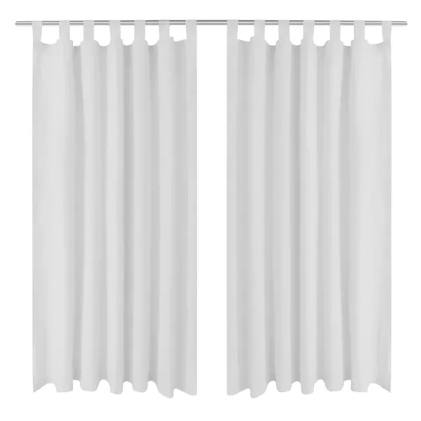 2 pcs Rideau à Passant Micro Satin Blanc 140 x 175 cm