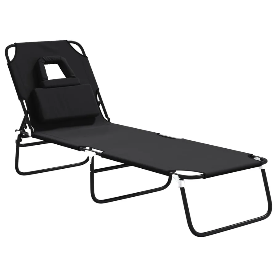 Chaise longue pliante rouge tissu oxford acier enduit de poudre - 13
