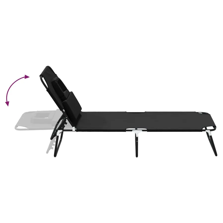 Chaise longue pliante rouge tissu oxford acier enduit de poudre - 17