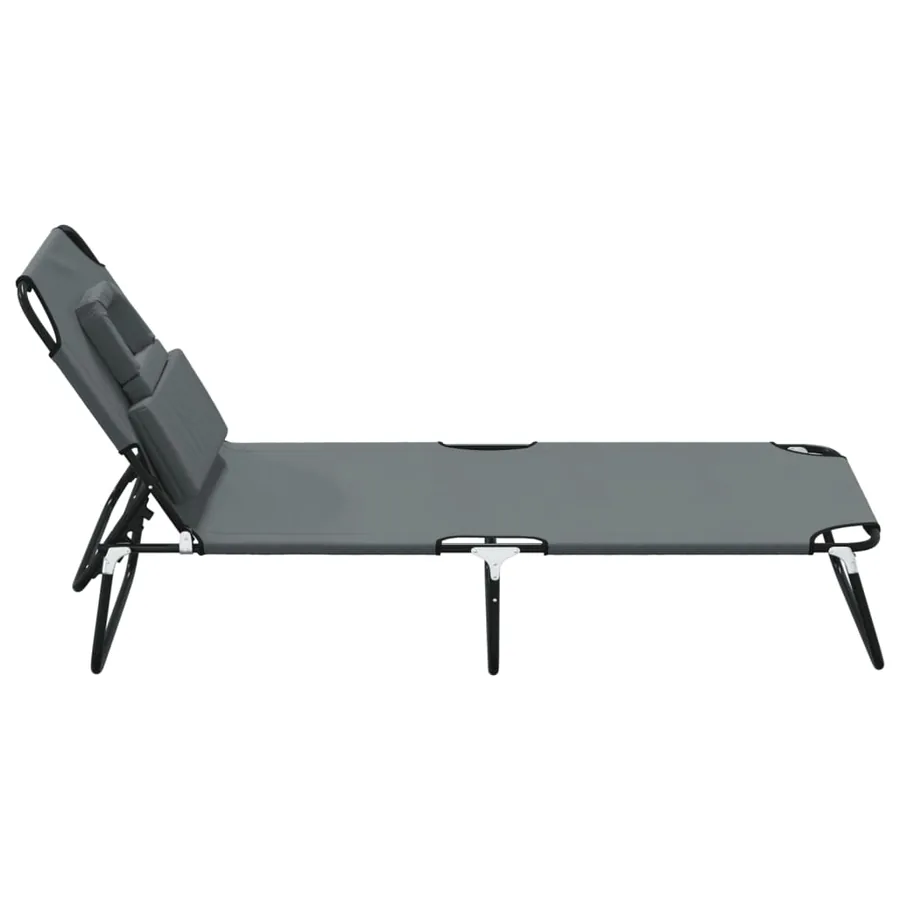 Chaise longue pliante rouge tissu oxford acier enduit de poudre - 26