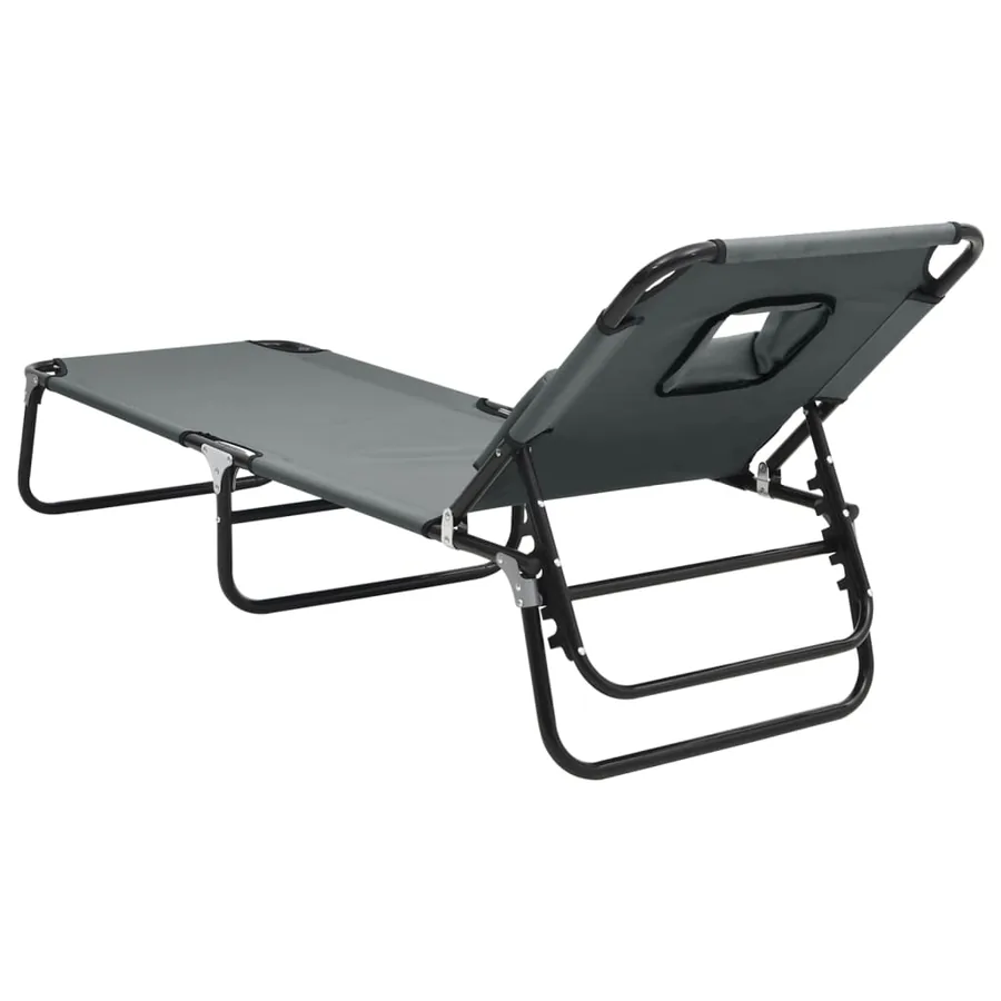 Chaise longue pliante rouge tissu oxford acier enduit de poudre - 27