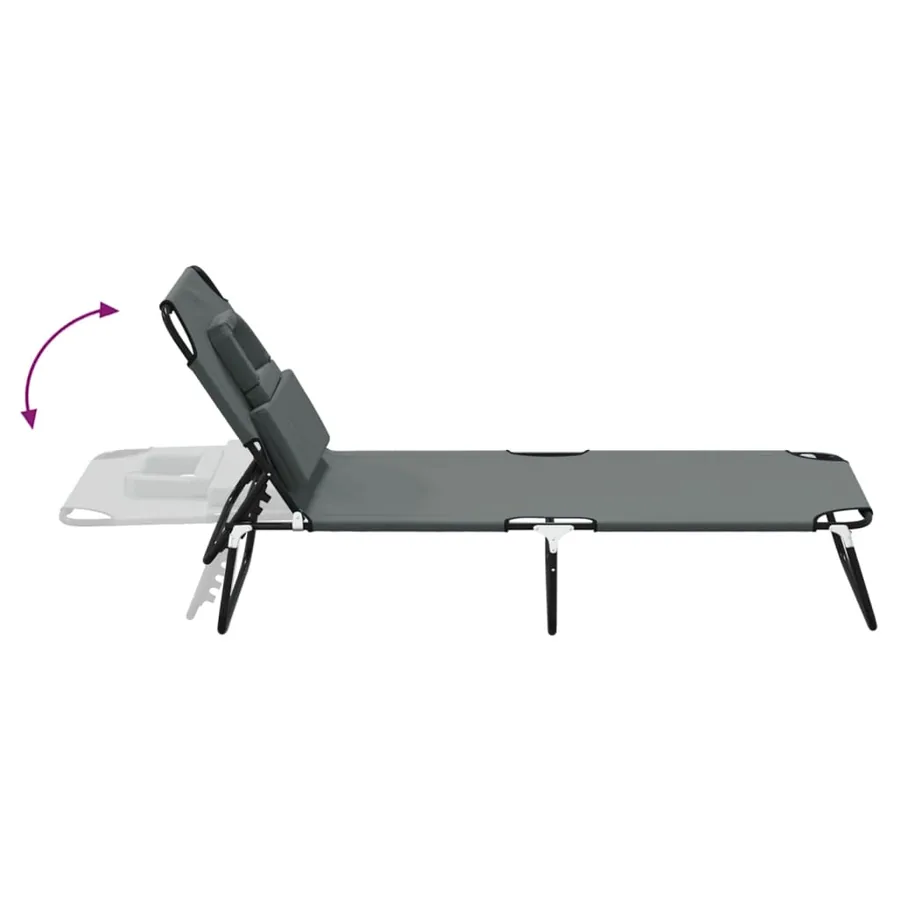 Chaise longue pliante rouge tissu oxford acier enduit de poudre - 28