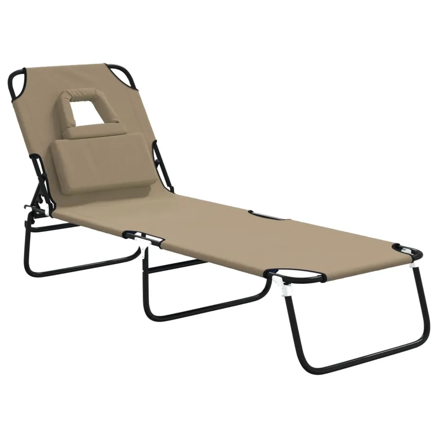 Chaise longue pliante rouge tissu oxford acier enduit de poudre - 35