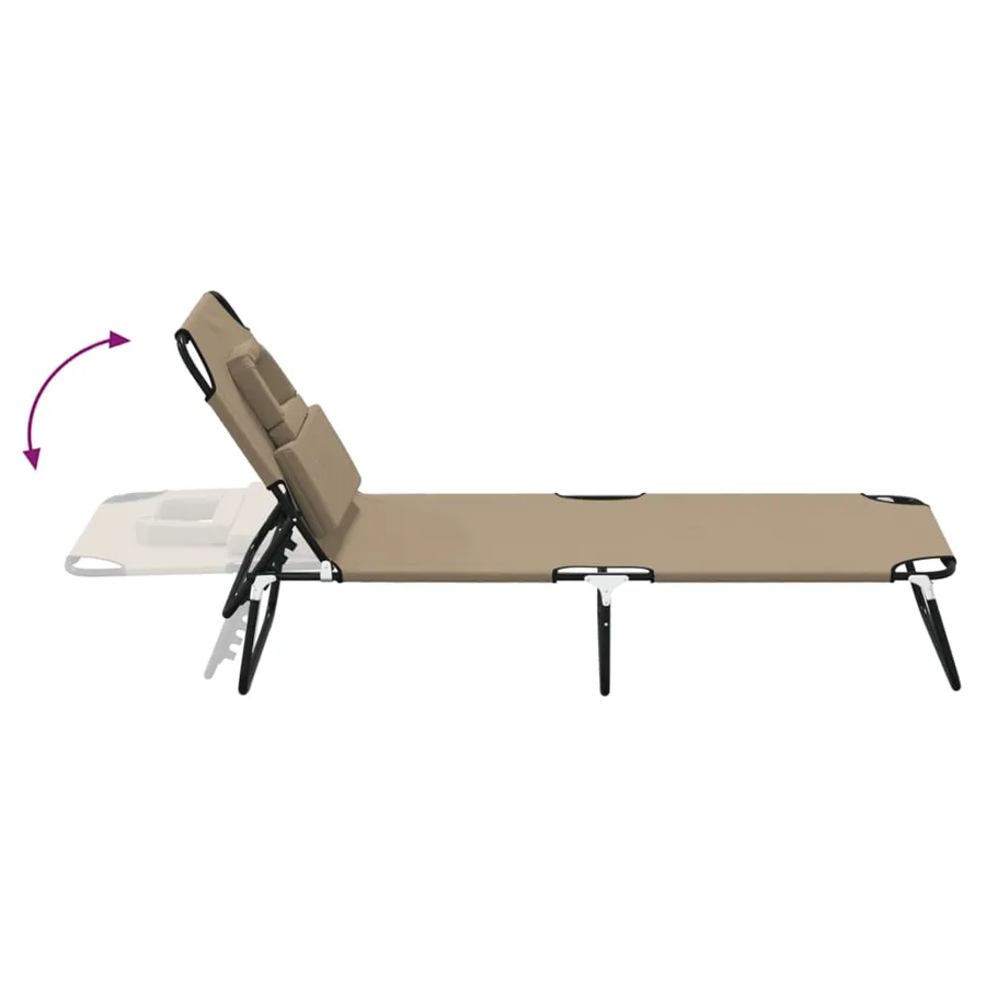Chaise longue pliante rouge tissu oxford acier enduit de poudre - 39