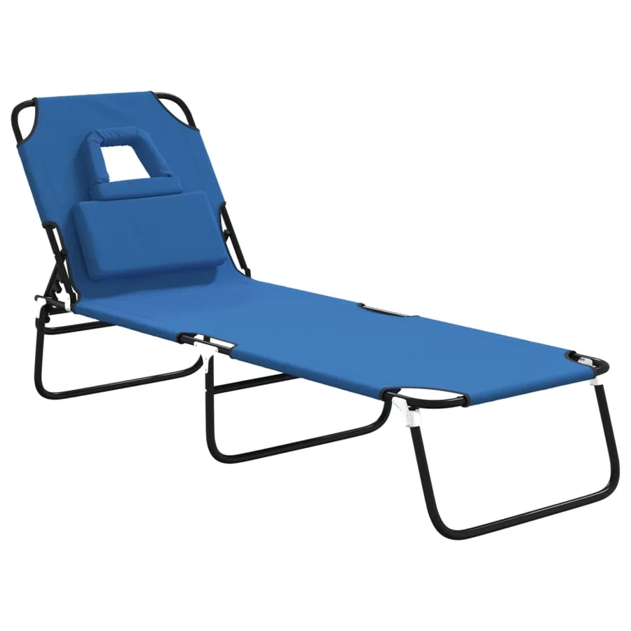 Chaise longue pliante rouge tissu oxford acier enduit de poudre - 46
