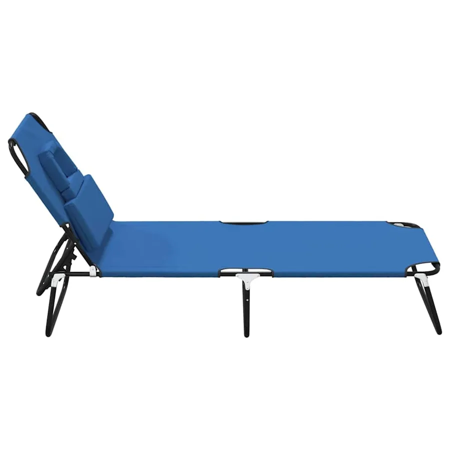 Chaise longue pliante rouge tissu oxford acier enduit de poudre - 48