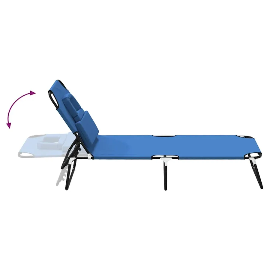 Chaise longue pliante rouge tissu oxford acier enduit de poudre - 50