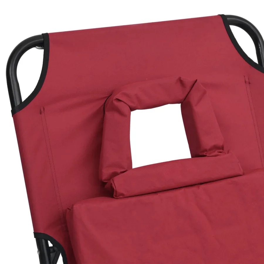 Chaise longue pliante rouge tissu oxford acier enduit de poudre - 8
