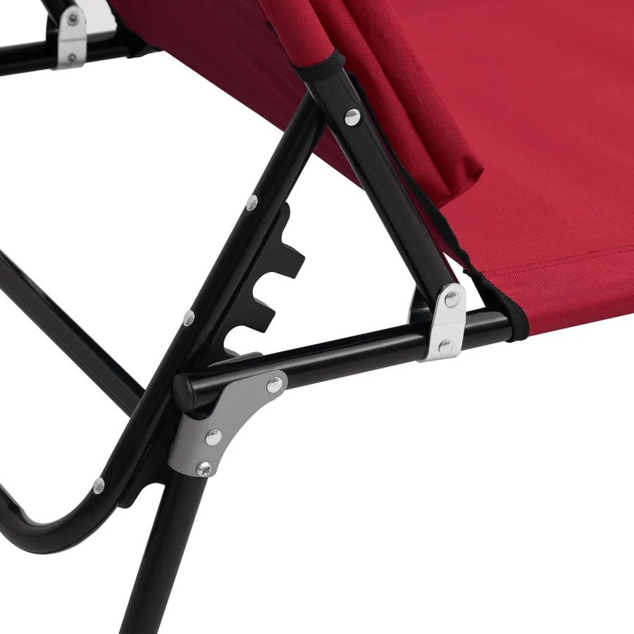 Chaise longue pliante rouge tissu oxford acier enduit de poudre - 9