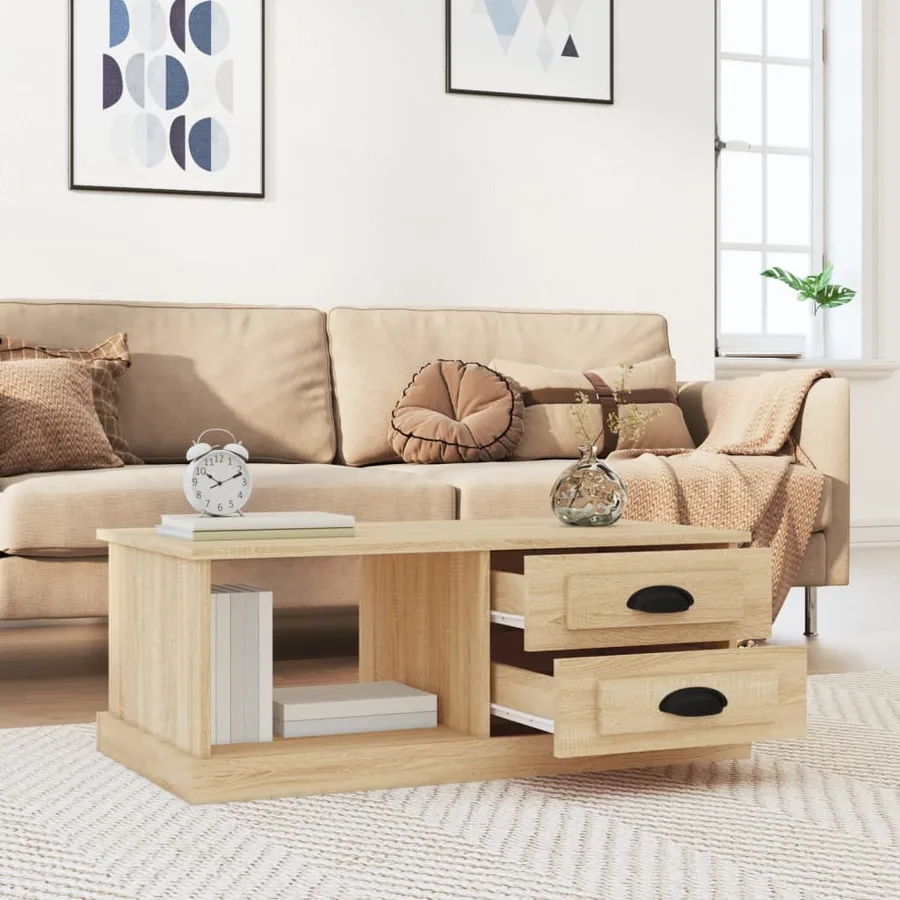Table basse Chêne sonoma 90x50x35 cm Bois d'ingénierie - 3