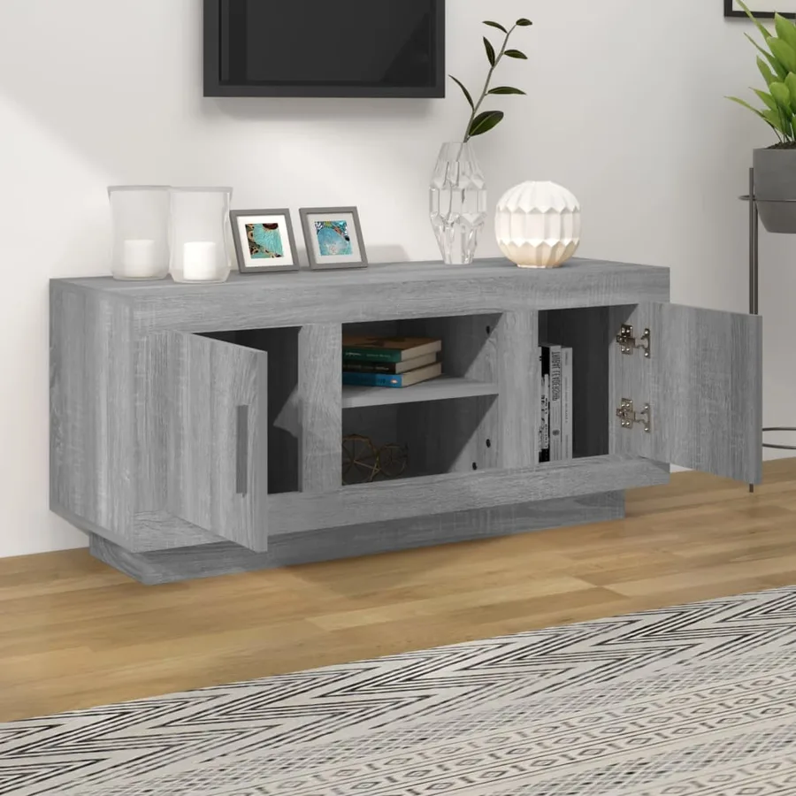 Meuble TV sonoma gris 102x35x45 cm bois d'ingénierie - 3