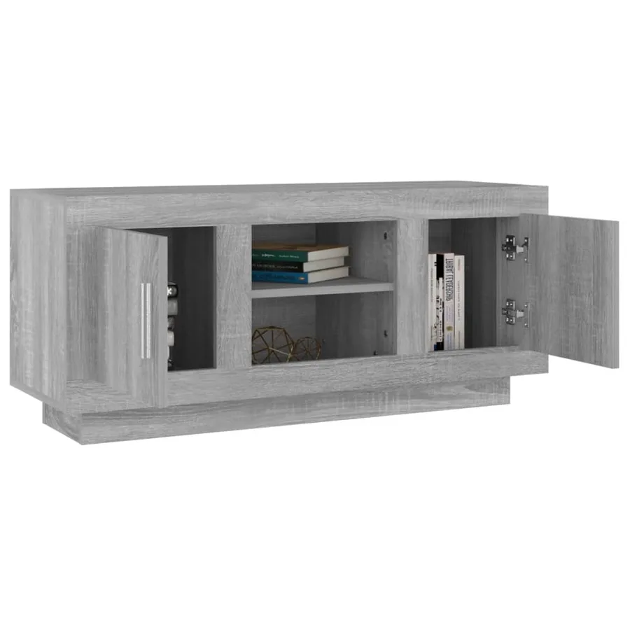 Meuble TV sonoma gris 102x35x45 cm bois d'ingénierie - 4