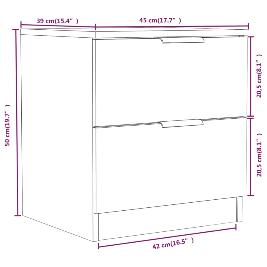 Tables de chevet 2 pcs Chêne marron Bois d'ingénierie - 10