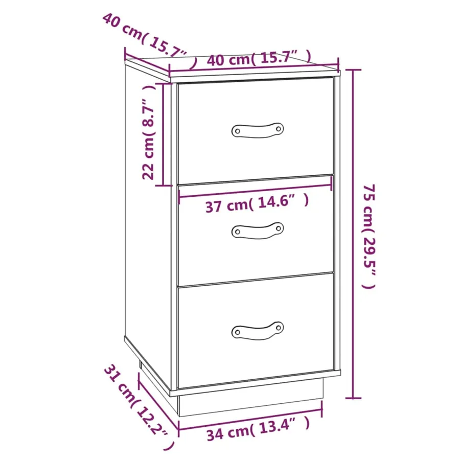 Table de chevet Marron miel 40x40x75 cm Bois de pin solide - 9