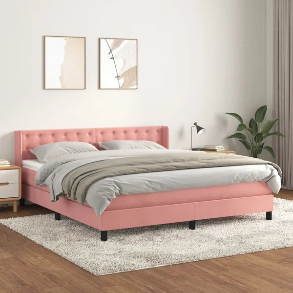 Sommier à lattes de lit avec matelas Rose 180x200 cm Velours