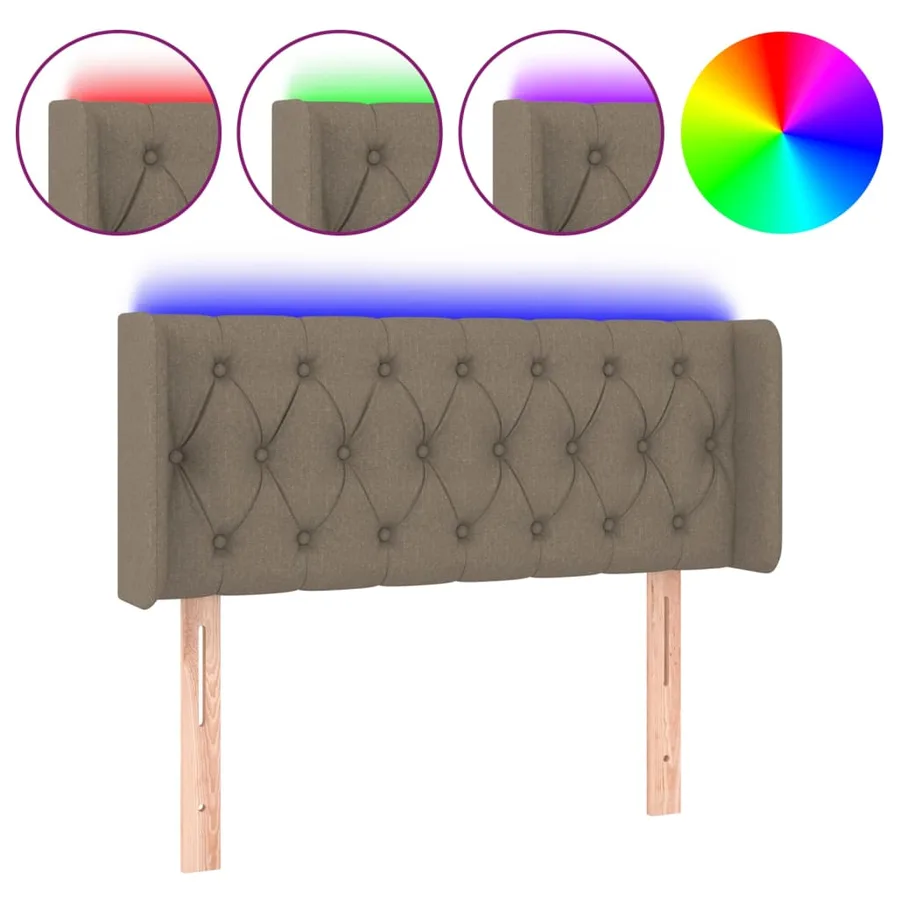 Tête de lit à LED Taupe 93x16x78/88 cm Tissu - 2