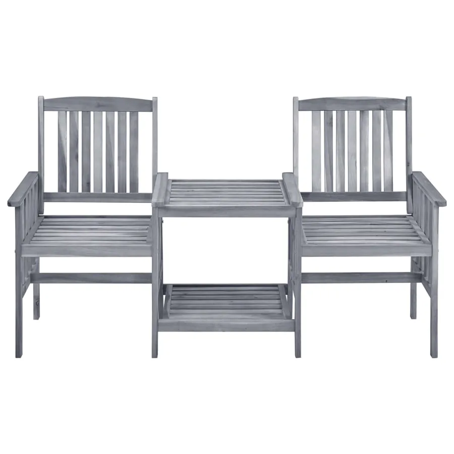 Chaises de jardin avec table à thé et coussins Acacia solide - 4