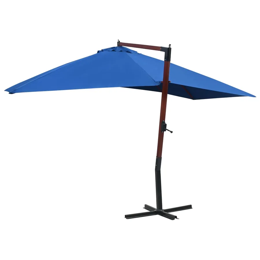 Parasol suspendu avec mât en bois 400x300 cm Bleu - 3