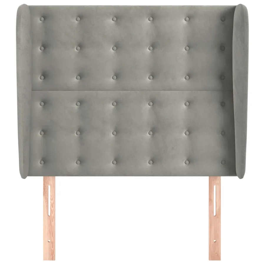 Tête de lit avec oreilles Gris clair 93x23x118/128 cm Velours - 3