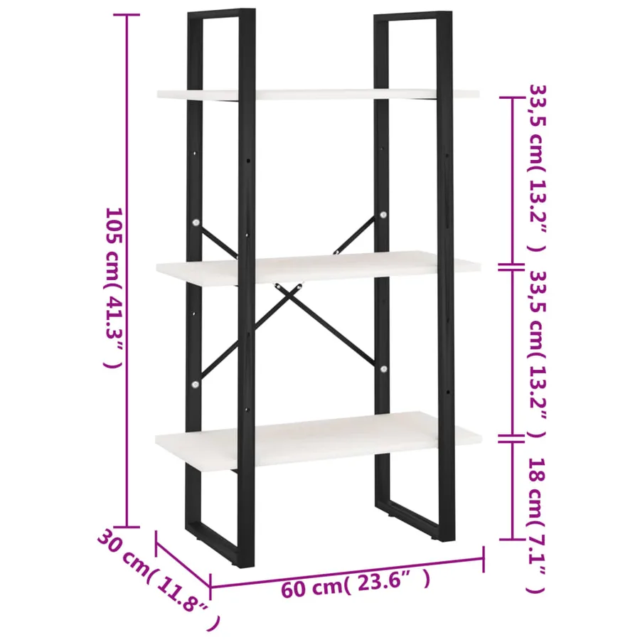 Étagère de rangement Blanc 60x30x105 cm Bois de pin massif - 8