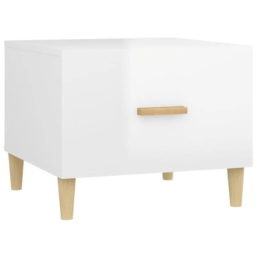 Table basse Blanc brillant 50x50x40 cm Bois d'ingénierie - 2