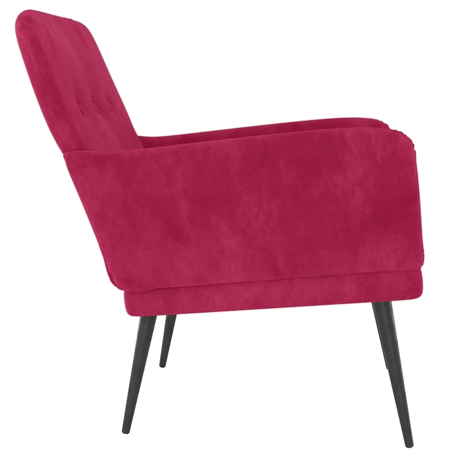 Fauteuil Rouge bordeaux 62x79x79 cm Velours - 4