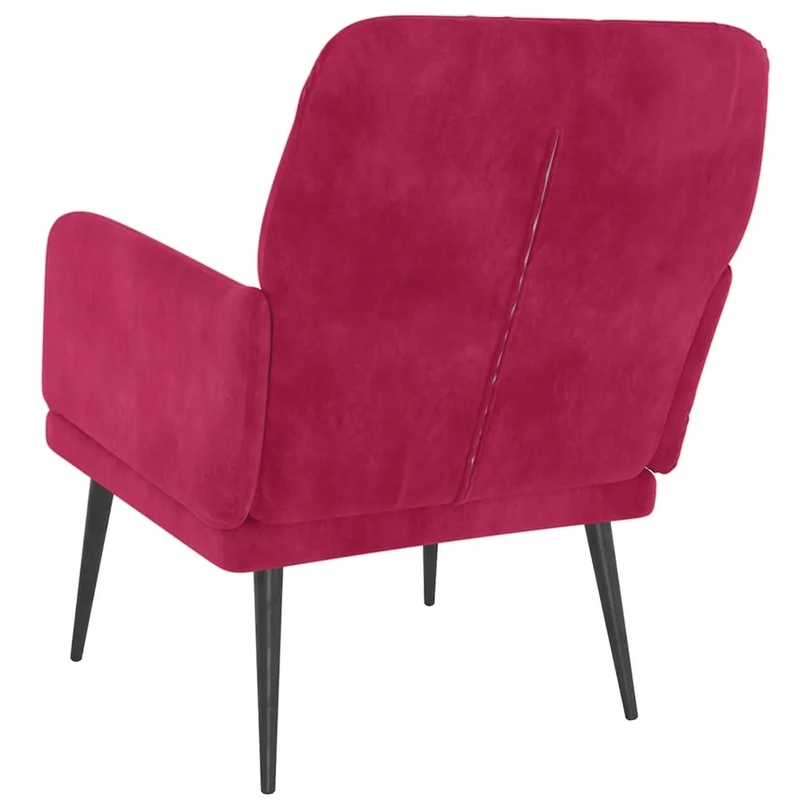 Fauteuil Rouge bordeaux 62x79x79 cm Velours - 5
