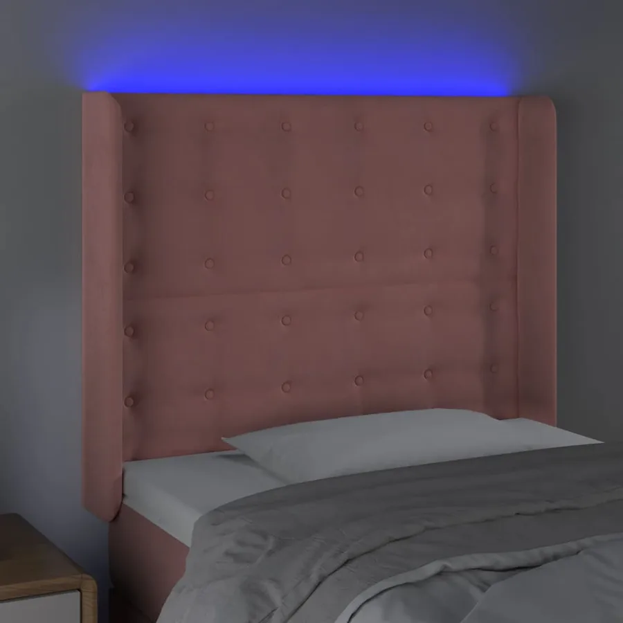 Tête de lit à LED Rose 93x16x118/128 cm Velours - 4