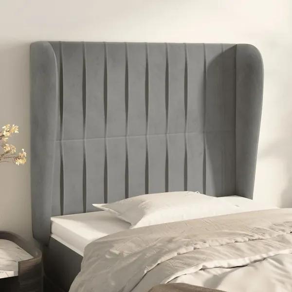 Tête de lit avec oreilles Gris clair 83x23x118/128 cm Velours