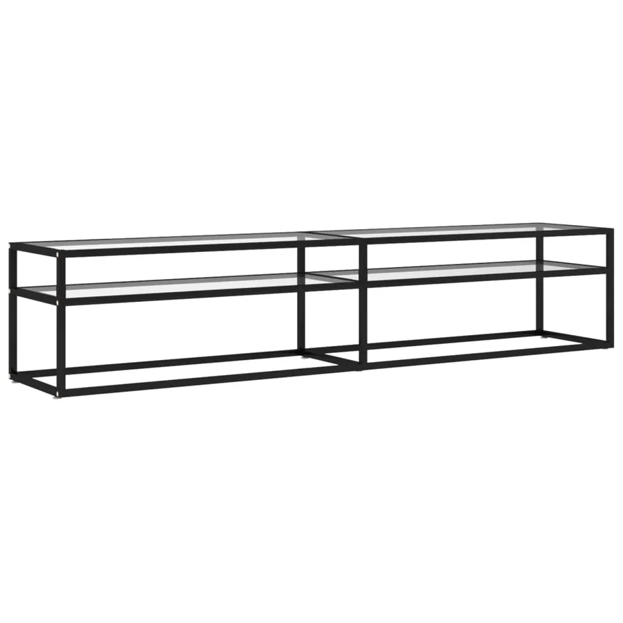 Meuble TV transparent 200x40x40,5 cm verre trempé - 2