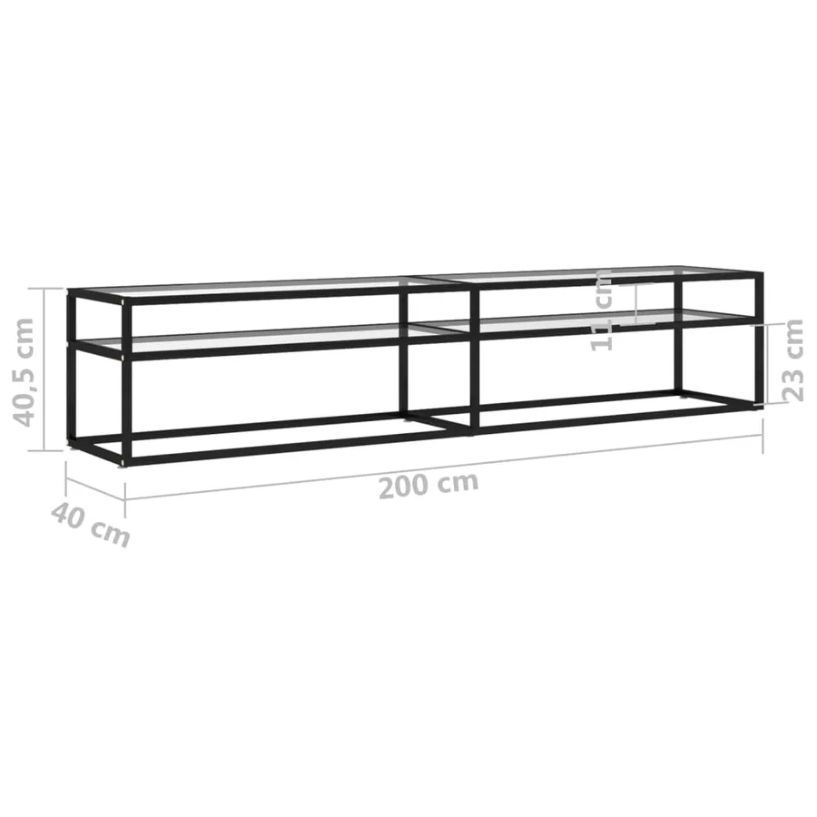 Meuble TV transparent 200x40x40,5 cm verre trempé - 6