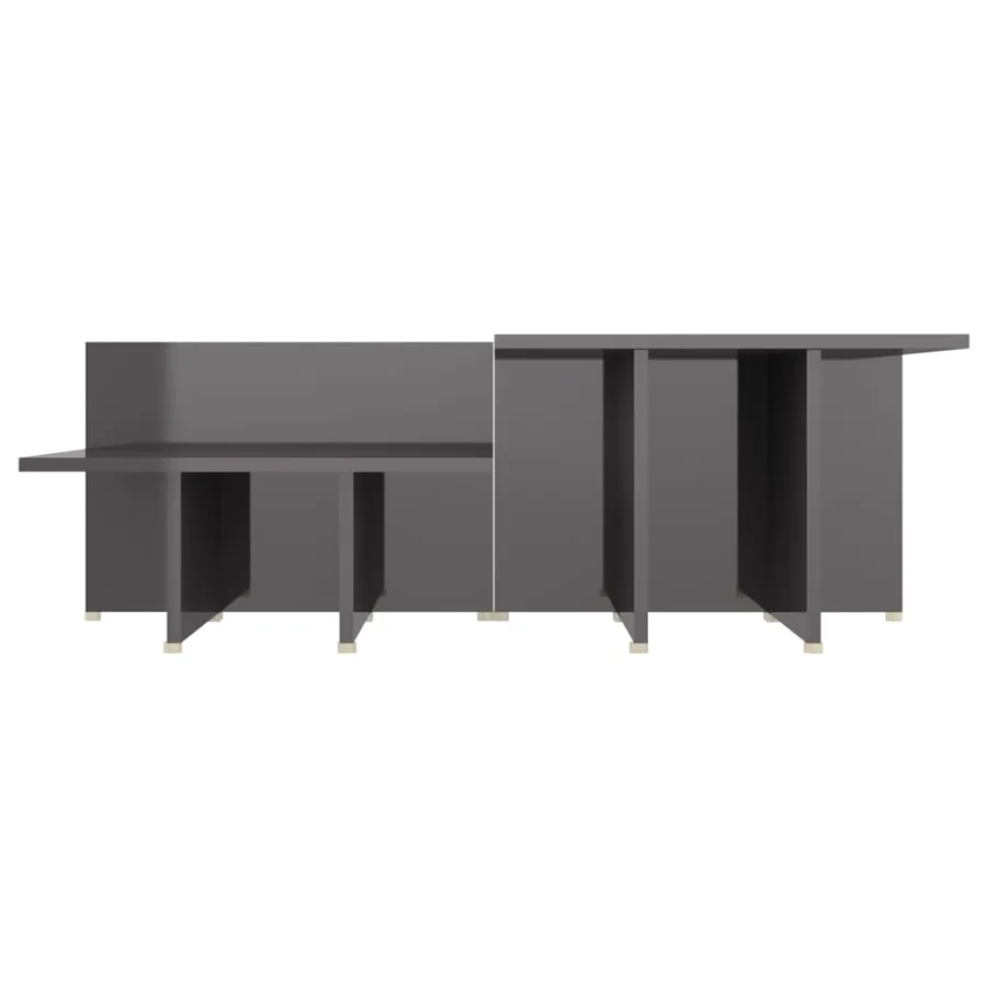 Table basse 2 pcs Gris brillant 111,5x50x33cm Bois d'ingénierie - 5