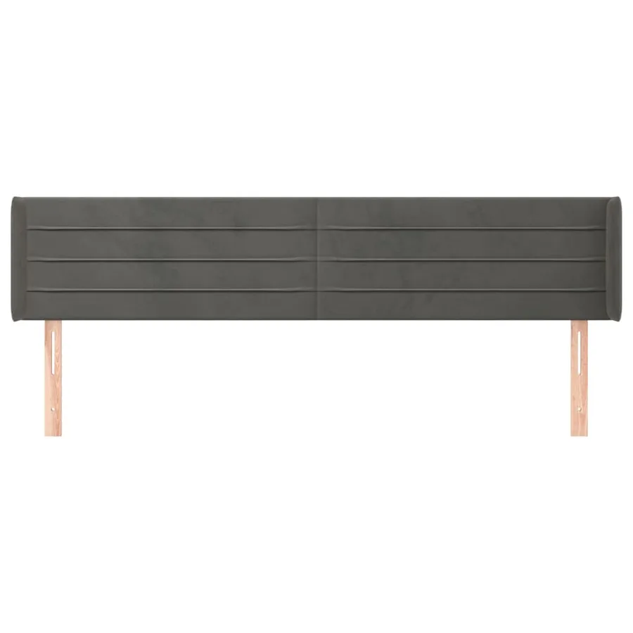 Tête de lit avec oreilles Gris foncé 183x16x78/88 cm Velours - 3